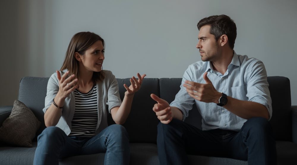 Casal discutem sobre as finanças e orçamento da casa.
