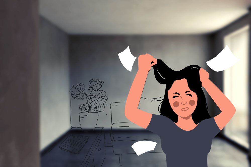 Pessoa preocupada com dívidas e inadimplência