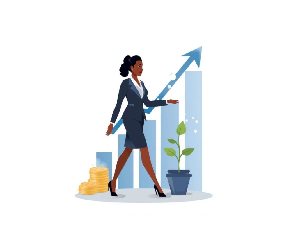 Mulher crescendo seu patrimônio com os juros compostos